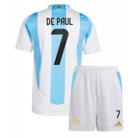 Maglia Calcio Argentina Rodrigo De Paul #7 Prima Divisa Bambino Copa America 2024 Manica Corta (+ pantaloncini)